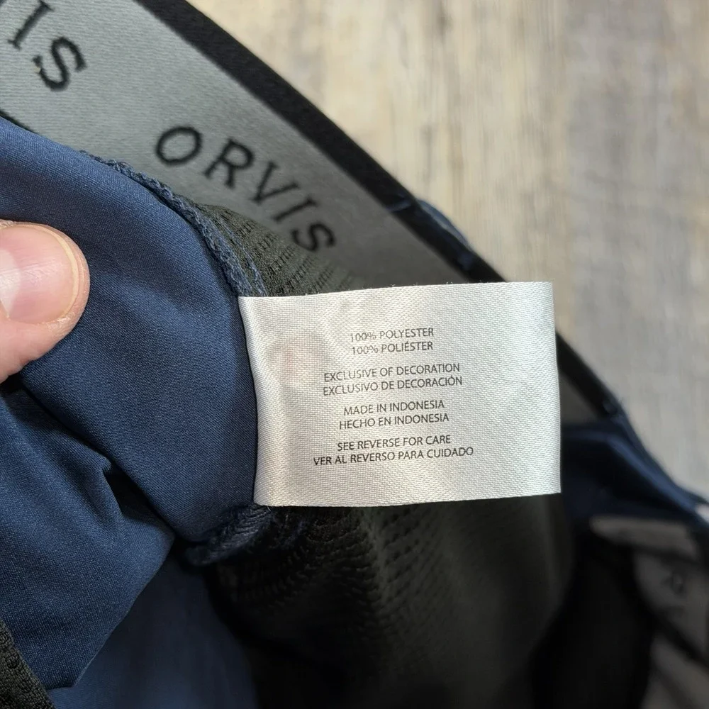 Orvis Tech Shorts Mens Size 38 Blue Stretch Performance Golf Hiking Zip Pockets